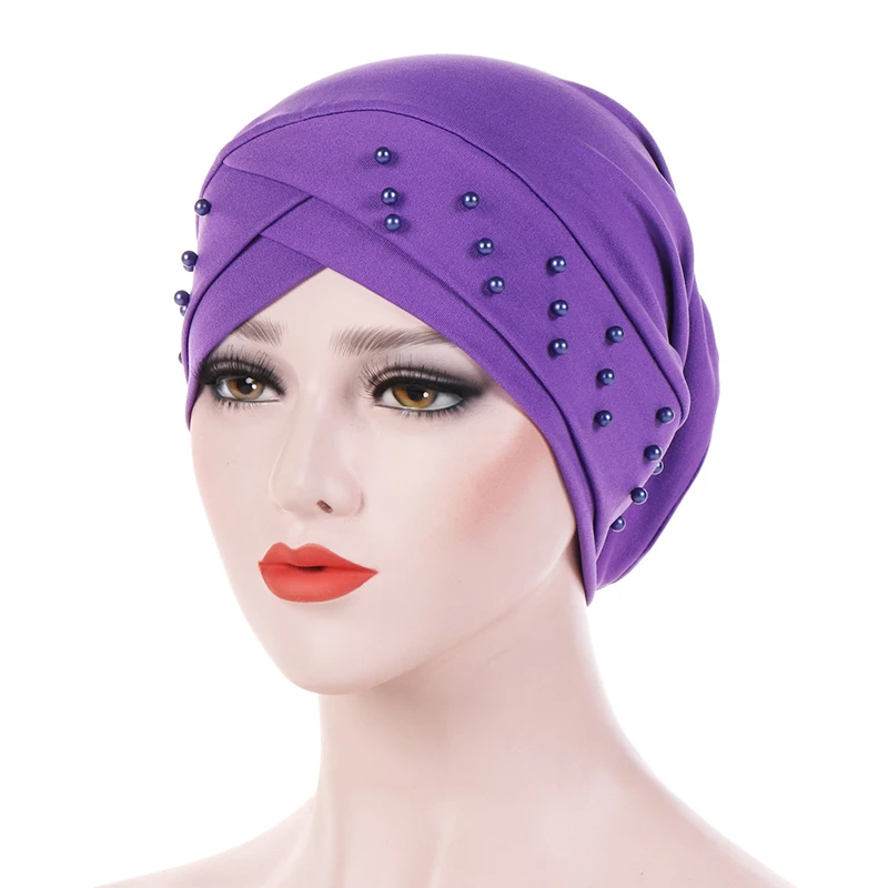 

Fashion Solid Color Milk Silk Hijabs Cap Women Muslim Wrap Head Turban Bonnet With Drill Inner Hijab Caps Stretch Elastic Turban