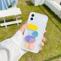 simple 3d cute smile cream rainbow color oil painting iphone cover for iphone 11 12 mini pro max 7 8p se xs xr clear phone cases