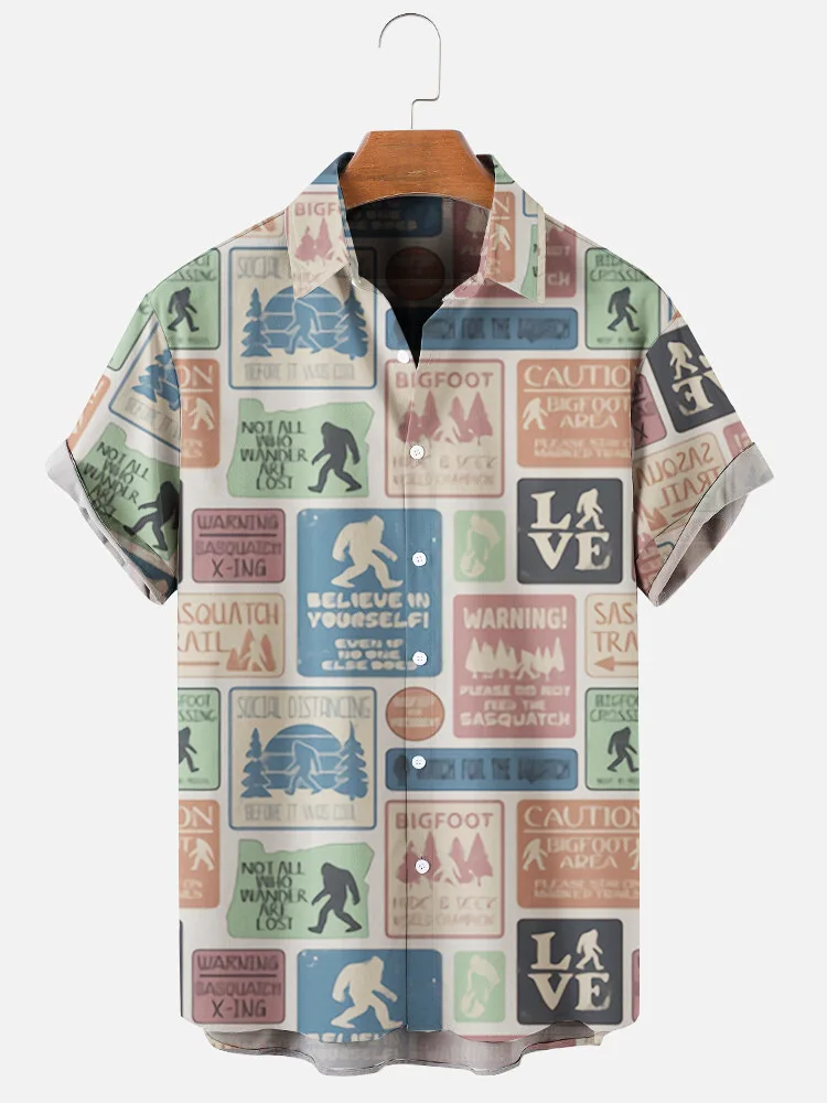 

2021 plus size men's creative 3D printed shirt summer beach shirt astronaut element animal pattern