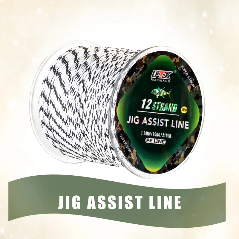 12 нитей джиг помочь линии 50 м Pe Assist крючки крючковые снасти сильный пустотелые