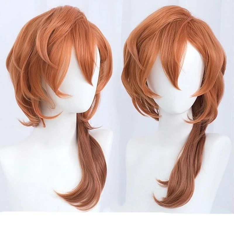 

High Quality Anime Bungo Stray Dogs Chuya Nakahara Chuuya Cosplay Wig Heat Resistant Synthetic Hair Wigs + Wig Headwear
