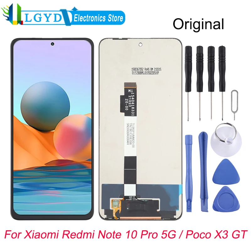 

Оригинальный ЖК-экран и дигитайзер в сборе с/без рамки для Xiaomi Redmi Note 10 Pro 5G / Poco X3 GT 21061110AG