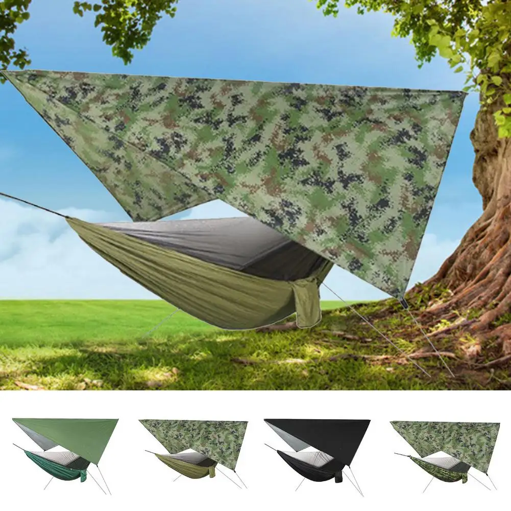 

Портативный гамак для кемпинга, тент для палатки, брезент от дождя, Водонепроницаемый гамак с москитной сеткой, навес, 210T, нейлоновые гамаки