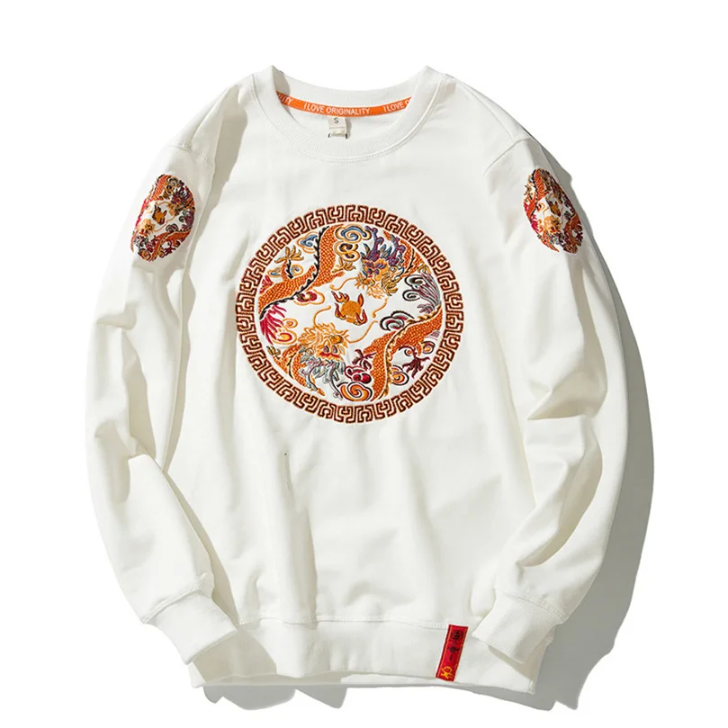 Толстовка мужская флисовая с круглым вырезом и вышивкой | Мужская одежда