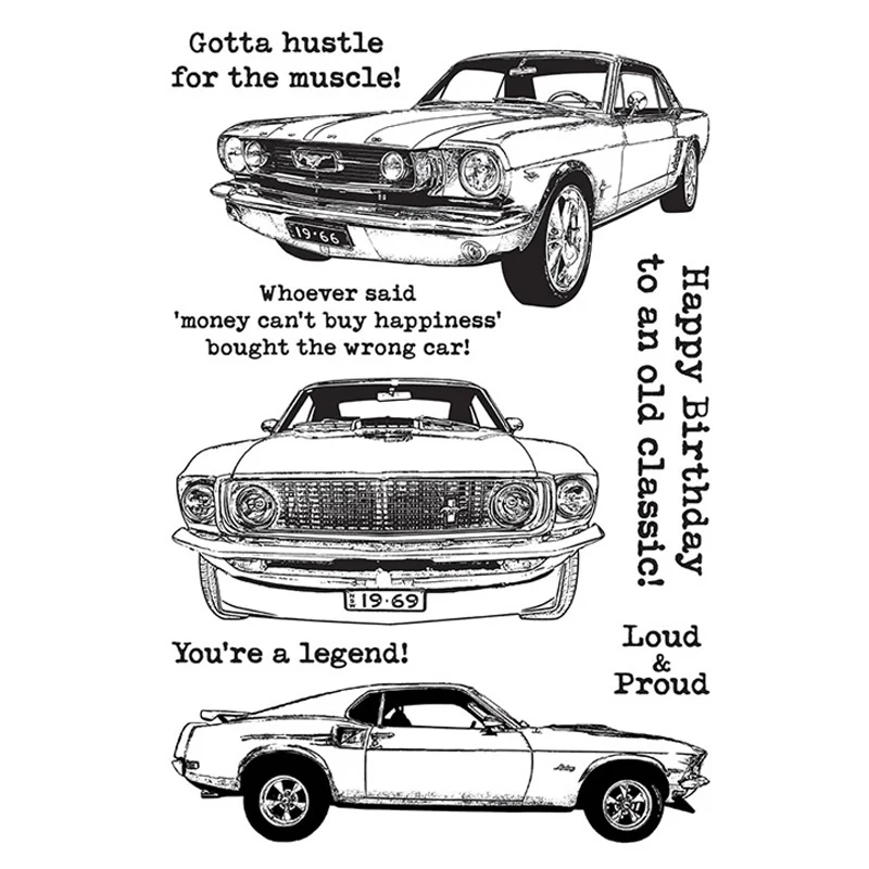 

Gotta Hustle for The Muscle! Transparent Clear Stamp Diy Silicone Seals Scrapbooking / Card Making Cool Car Stamp