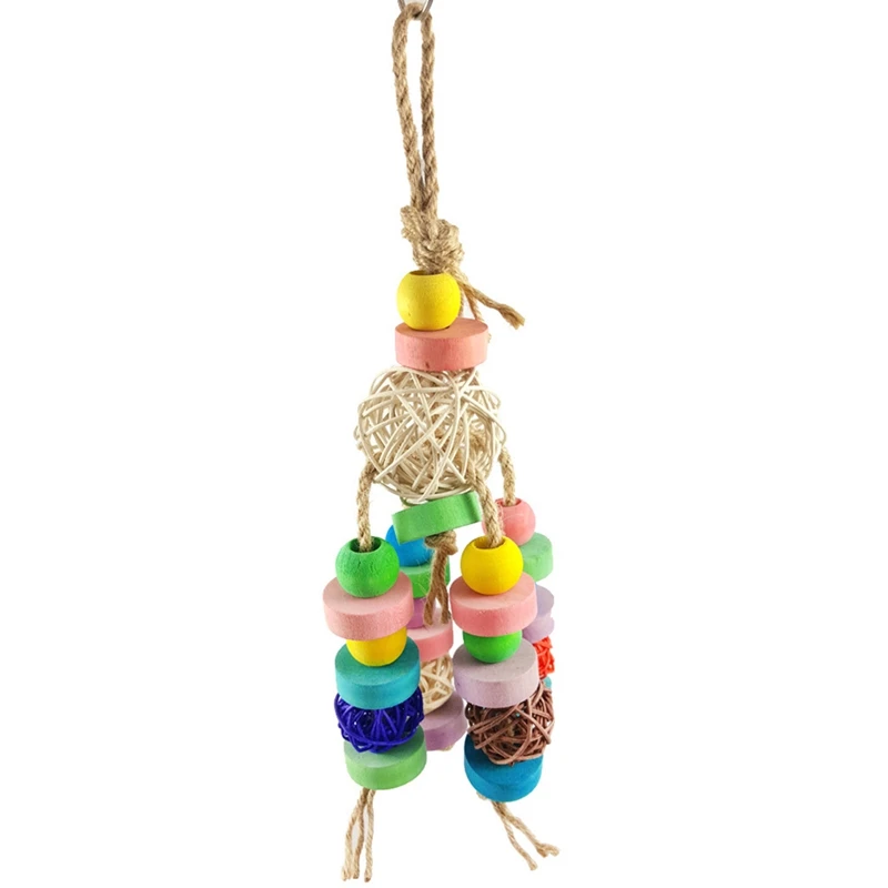 Legendog Parrot Lager Chewing Toy Bird Interesting Natural Rattan Hanging Colorful Bite Ball Hand Woven | Дом и сад