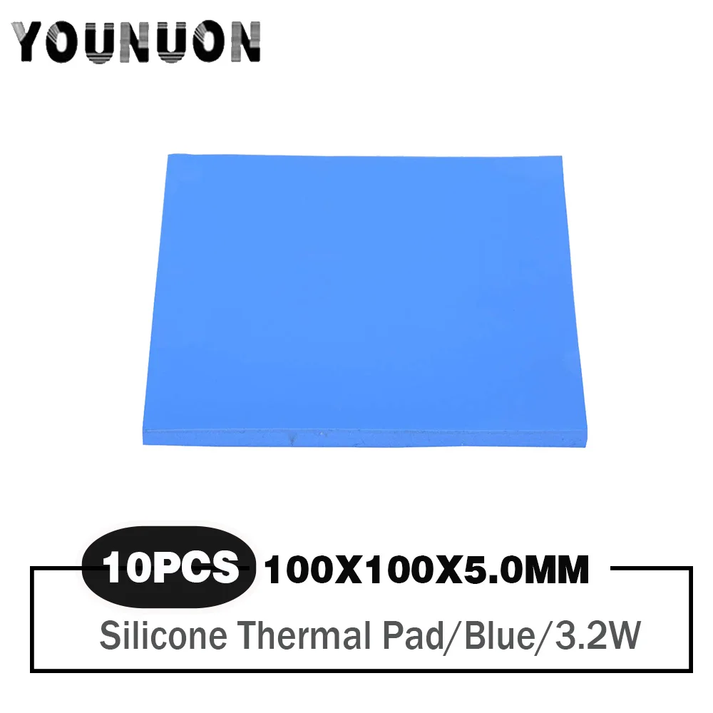 10 Pieces 100*100*5mm Heatsink Cooling thermal gasket Silicone Pad Thermal Pad Heatsink Cooling Conductive Silicone Pad GPU CPU