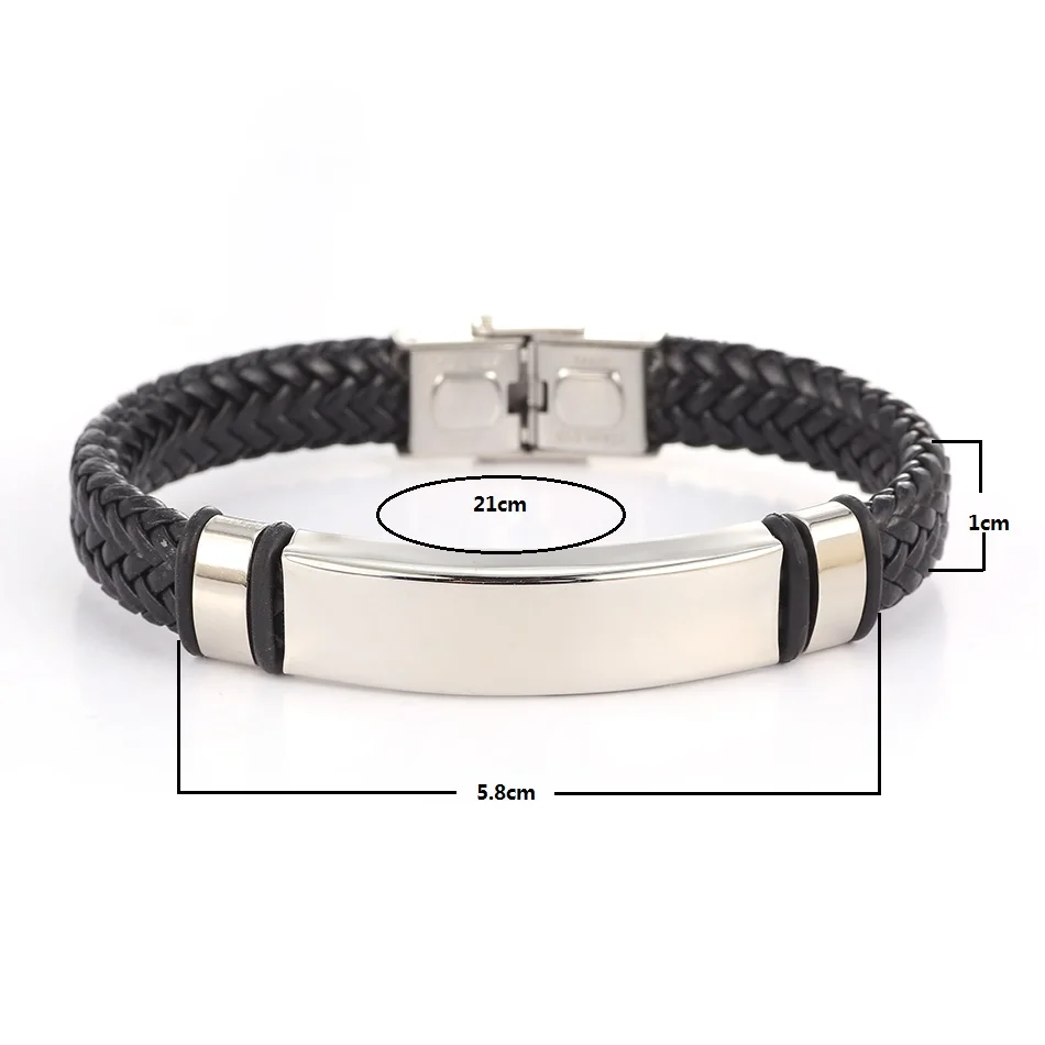 Мужские кожаные браслеты Match-Right Металлический Браслет-манжета для мужчин