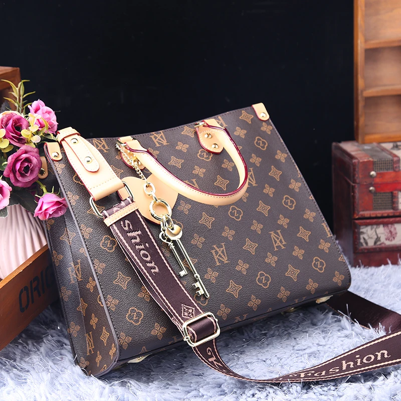 

Genuine Leather Women Totes 2021 New Fashion Larger Capacity Retro Prints One Shoulder Bags Ladies Famou Handbags Sac Luxe Gg