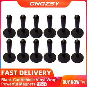Автомобильная виниловая пленка CNGZSY, 12 шт., черная, мощные магниты, держатели для автомобильных наклеек, инструмент для крепления рекламной пленки, плакатов 12A12