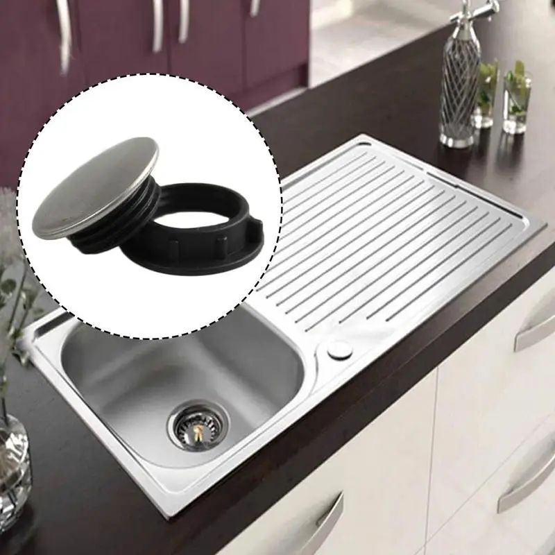 

Steel Sink Plug Drain Basin Faucet Hole Cover Drainage Dispenser Tool Bathroom Cover H3E8