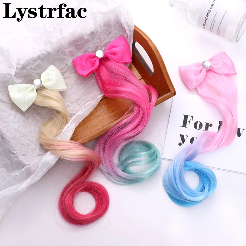 

Lystrfac Children's Fashion Color Bowknot Wig Hairpin for Girl Baby Hairclip Headdress Bangs Clip Kids Hair Accessories