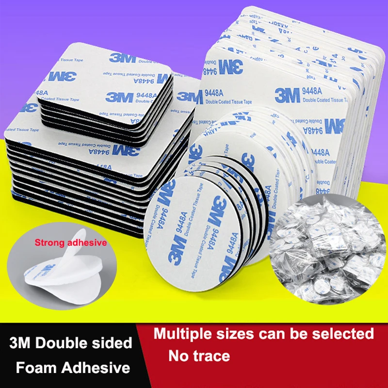 

10-100pcs 3M Strong Pad Mounting Tape Double Sided Adhesive Acrylic Foam Tape Two Sides Mounting Sticky Tape Black Multiple Size