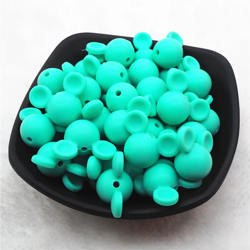 Turquoise Chenkai 10 шт. BPA Free силиконовый галстук-бабочка Прорезыватель для зубов бусины DIY Baby Shower Прорезыватель для зубов Монтессори Сенсорная игрушка бант-узел Аксессуары - Цвет: Turquoise