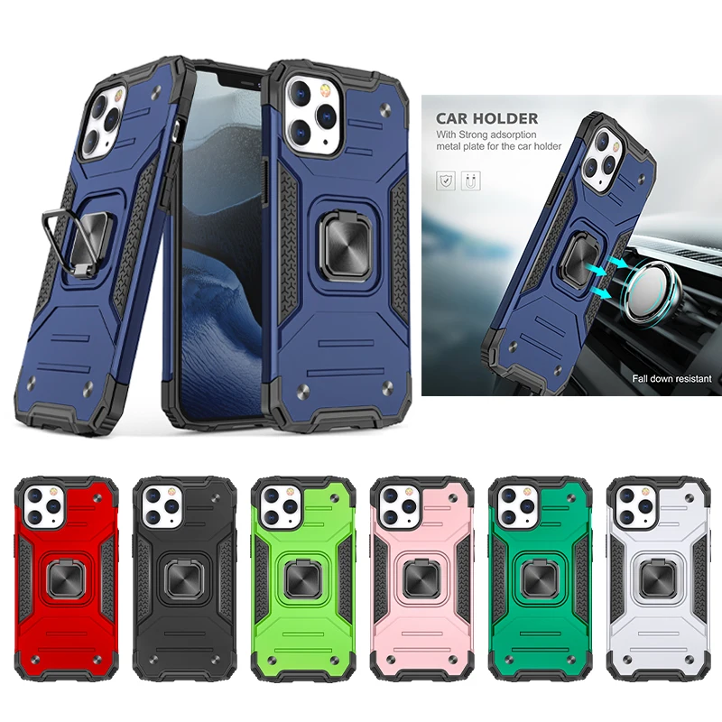 

For IPhone 12 11 Pro MINI X XS XR Max 7 8 6 6S Plus SE Shockproof Magnetic Car Holder Ring Phone Military Armor Back Case Cover