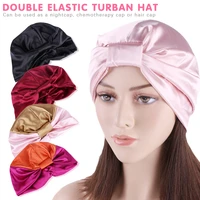 6 colors satin bonnet salon bonnet night hair hat double elastic bathing sleep women head cover wrap hat