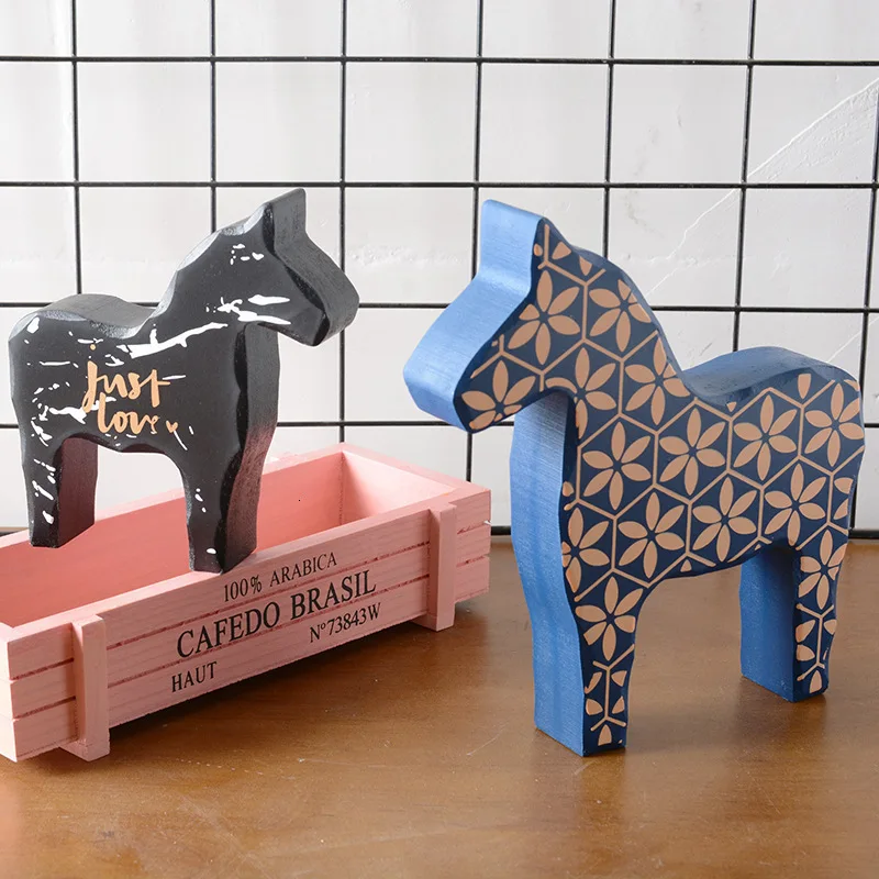 Настольные украшения в стиле Ins деревянная лошадь аксессуары для дома