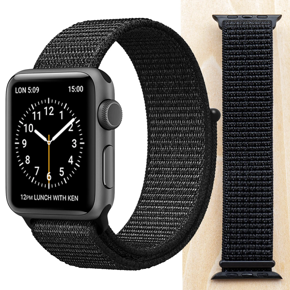 Dark Black Новая высококачественная нейлоновая Спортивная петля для Apple Watch band Series 4 3 2 1 мягкий дышащий тканый ремешок 44 мм iwatch 42 мм 38 - Цвет ремешка: Dark Black
