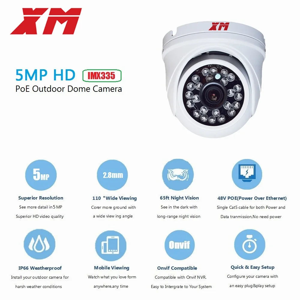 5-мегапиксельная купольная IP-камера POE HD ИК широкоугольный объектив 2 8 мм IP 2592x1944P