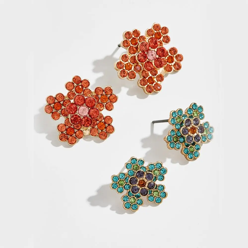 2020 Bauble bar Fashion Stellar Oversized Stud Earrings for Women Statement Crystal Flower Cute with Rubber Ear Back | Украшения и
