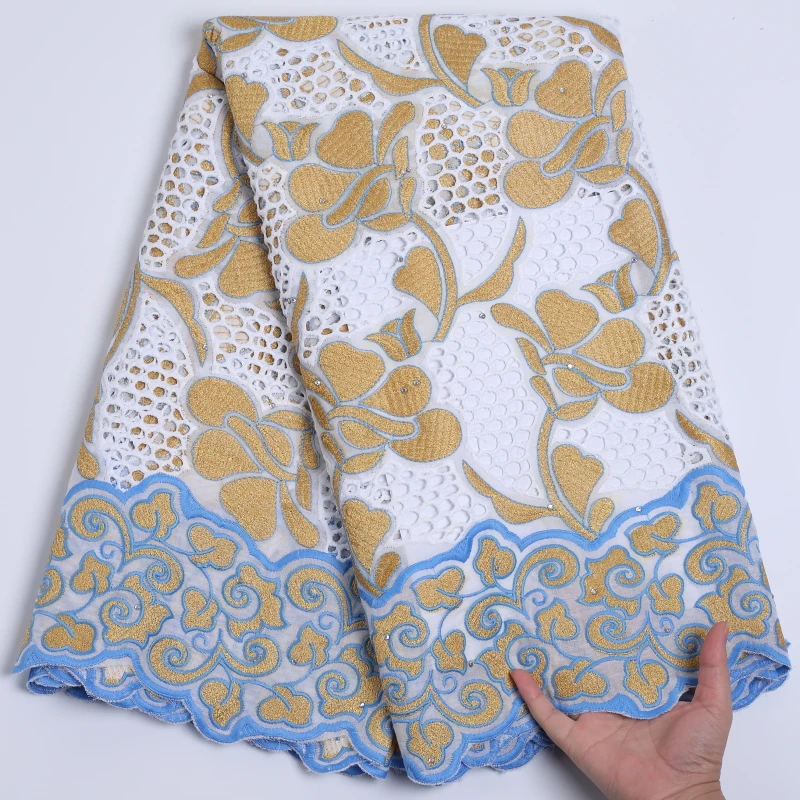 

SJD кружевная Высококачественная 2021 яркая Бриллиантовая швейцарская вуаль ткань цветок африканская ткань сетка хлопок Нигерия ткань для св...