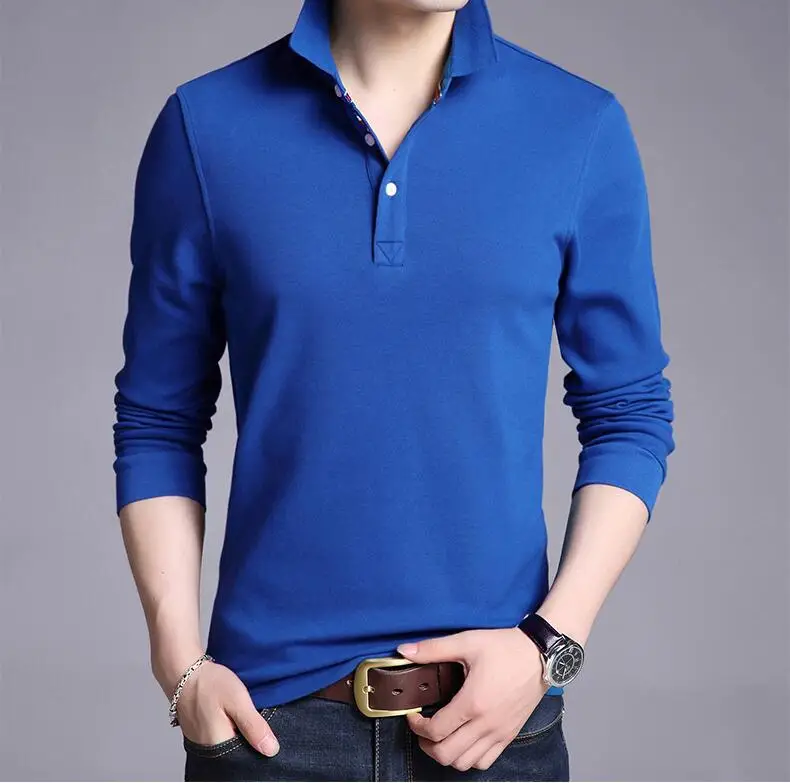 

2021 Summer Men Polo Shirt Fashion Casual Long Sleeve Shirt Men Cotton Shirt