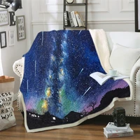 custom diy print fluffy colorful sherpa blanket watercolor bedding galaxy throw blankets for beds 150x200cm
