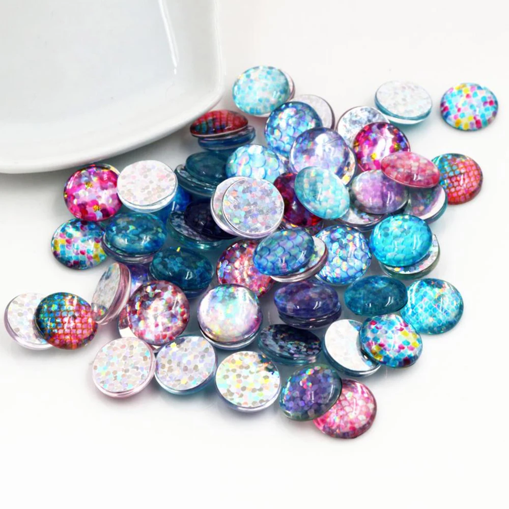 Новая мода 20 шт 12 мм рыбья чешуя ручная работа фото стекло кабошоны узор