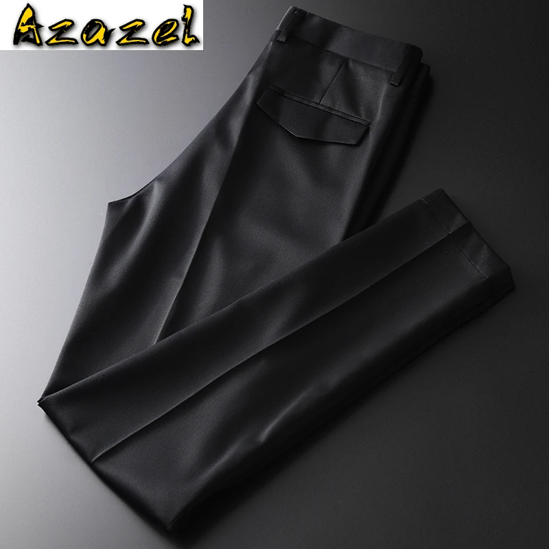 

Azazel Wool Mens Pants Luxury Business And Casual Black Suit Man Pants Plus Size 4xl Slim Fit Horn Button Male Trousers