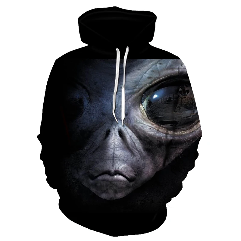 

New fashion alien men and women long sleeve sweatshirt 3D printing hooded pullover cool streetwear S-6XL