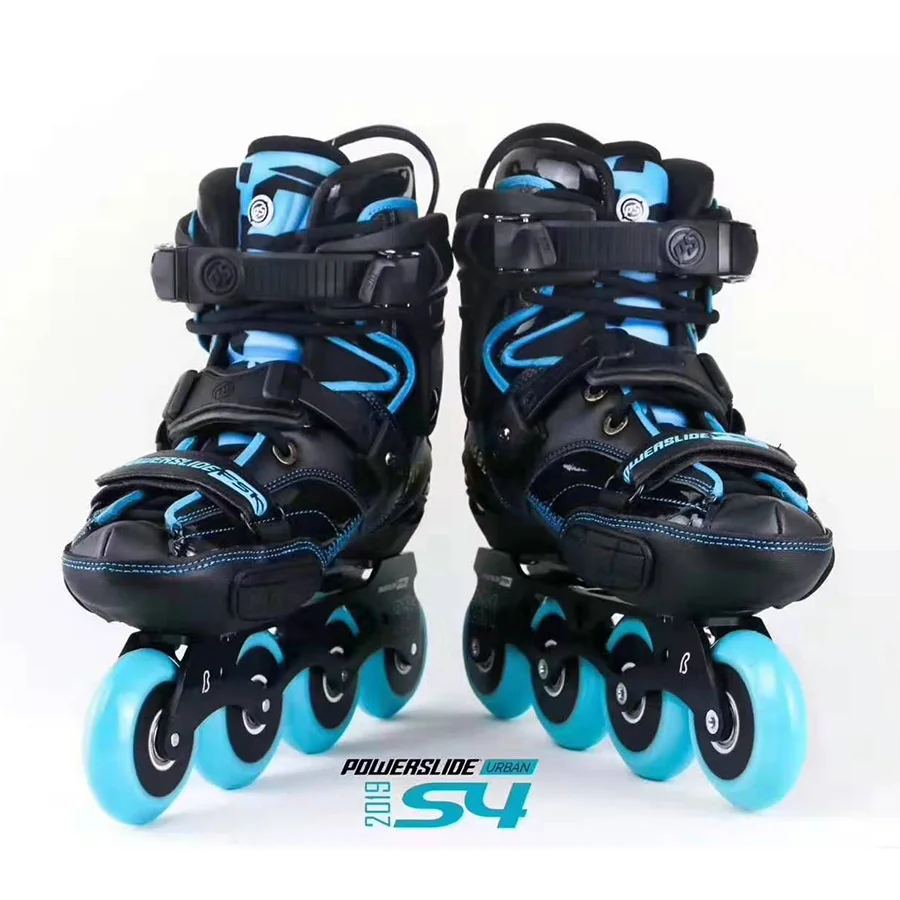 Черный золотой POWERSLIDE S4 профессиональные слалом коньки для взрослых роликовые коньки обувь скольжения коньки