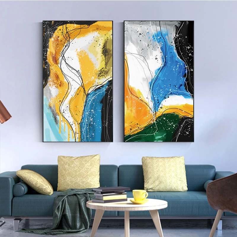 Modern Abstract Art Wall Picture Nordic Poster Colourful Print Fashion Canvas for Living Room Bedroom Tableaux Salon | Дом и сад