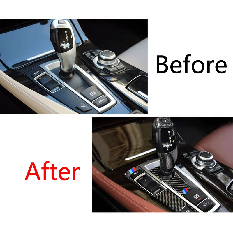 

Accessories For BMW 5 7 Series F01 F10 F07 F25 F26 Carbon Fiber Control Gear Shift panel decorative strip cover trim Car Sticker