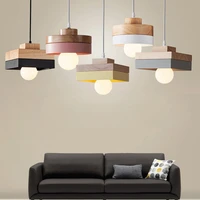 roundsquare woodenmetal pendant lamp nordic design hanging fixture indoor lighting home decor living dining room bedroom bar