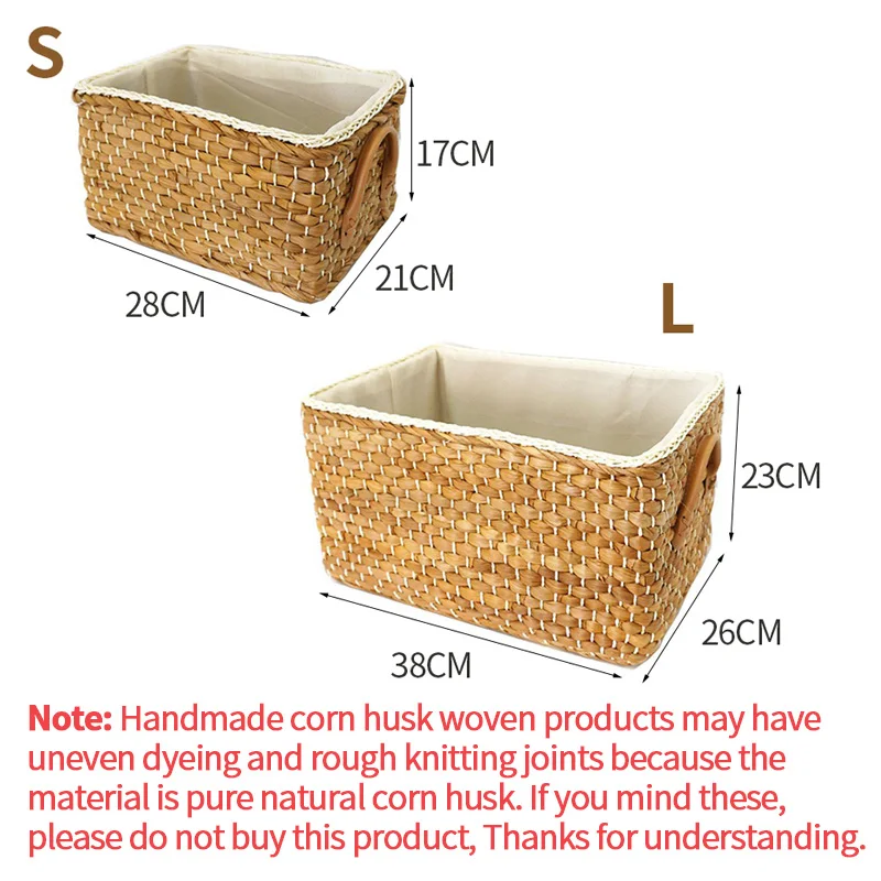 

Handmade Storage Basket with Handles Woven Laundry Wicker Baskets Container Portable Storage Organizer for Office Home Decor