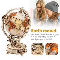 luminous globe 3d wooden puzzle games assemble model diy building kits toys gift for children boys