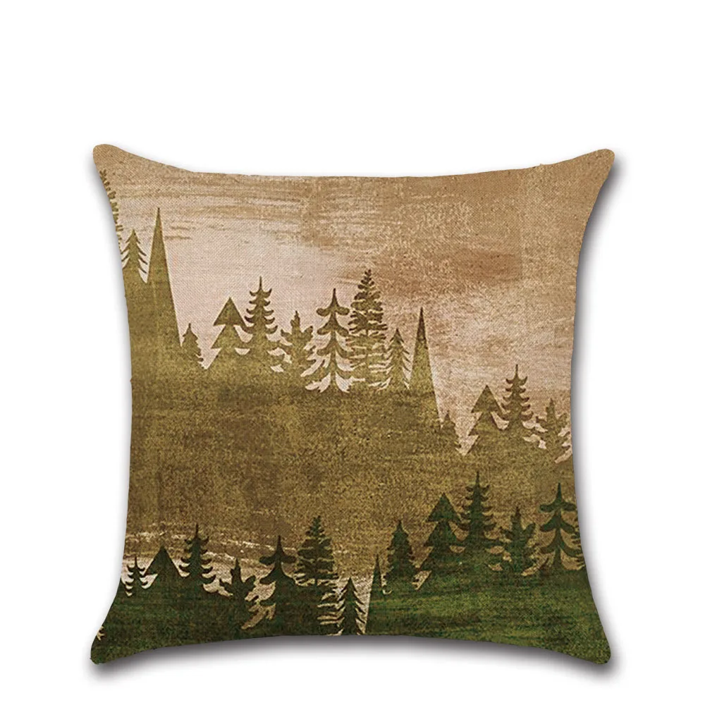 

Linen Cushion Cover Decorative Nordic Style Pillowcase Tropical Plant Forest 45*45cm Pillow Case
