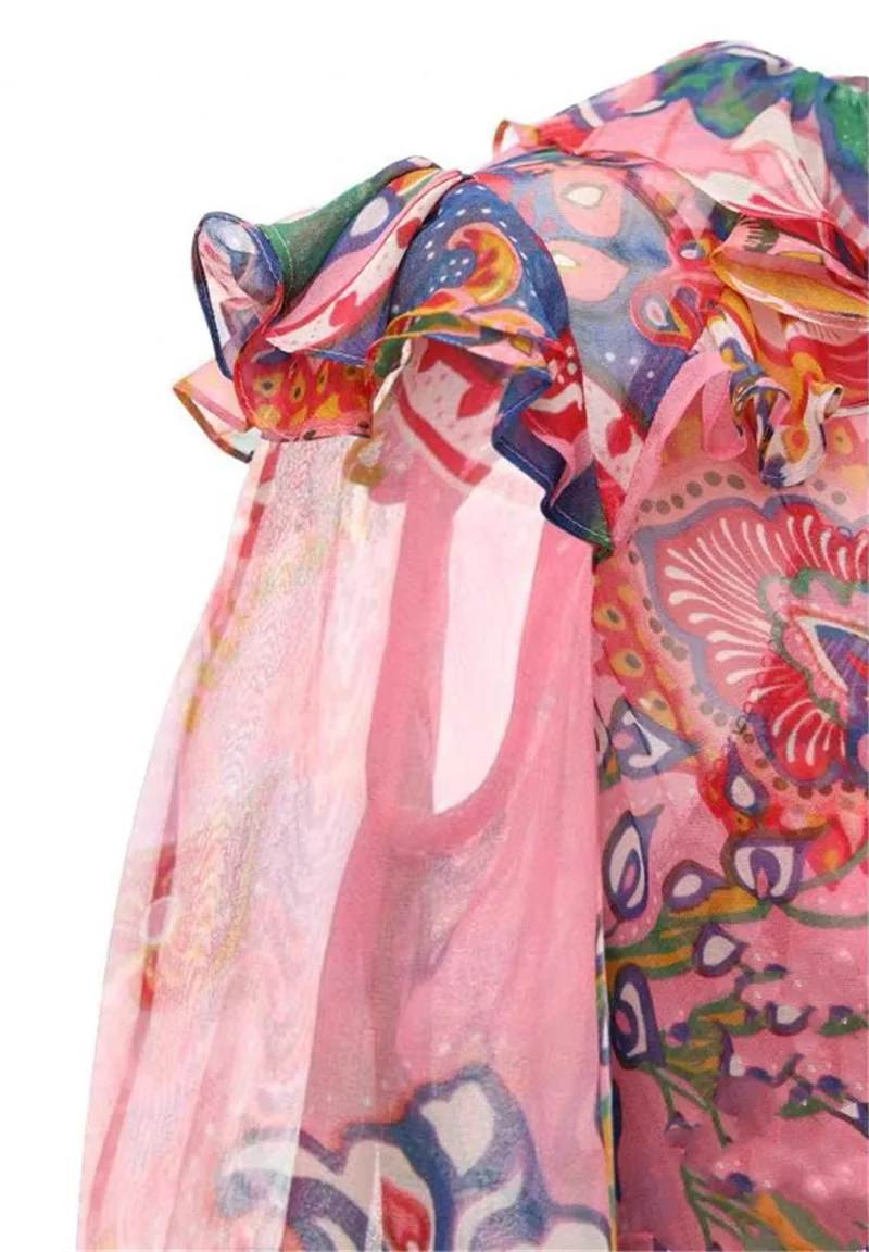 

21 spring Australian fashion brand temperament printing goddess fairy silk holiday dress