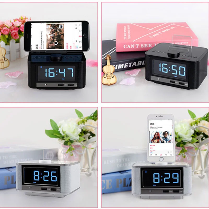 Bluetooth speaker 4.2 and FM radio control wireless alarm clock bass direct charging through USB MP3 player TF |
