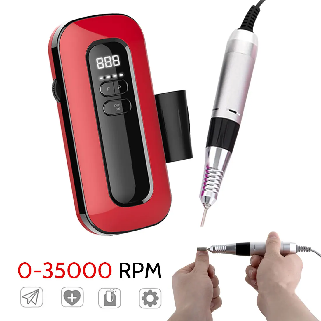

Nail Drill Machine 35000rpm Professional Rechargeable Nail Drill Kit with 1000mAh Phone Power Bank Portable Electric Acrylic Nai