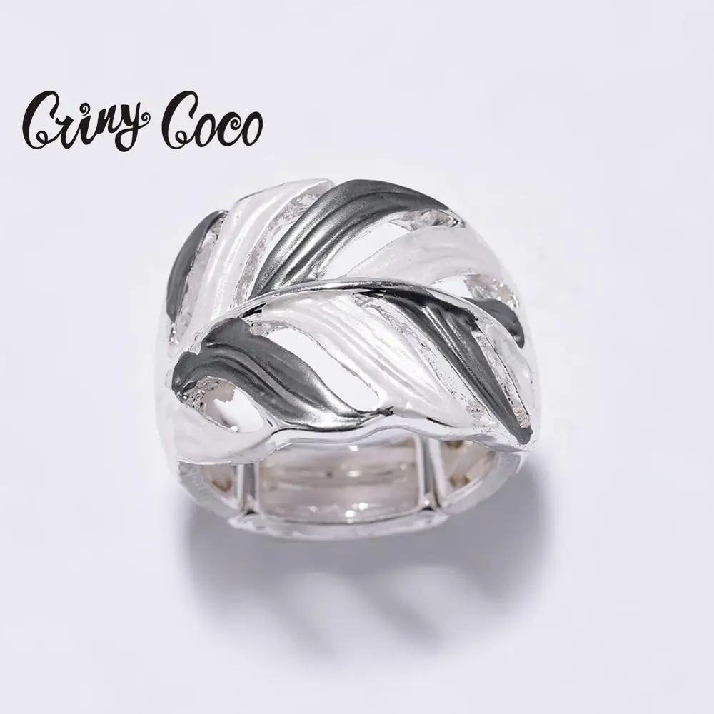 Женское кольцо с листьями Cring Coco регулируемое из металлического сплава серого и