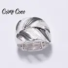 Женское кольцо с листьями Cring Coco, регулируемое кольцо из металлического сплава серого и белого цвета с эмалью, подарочное Ювелирное Украшение