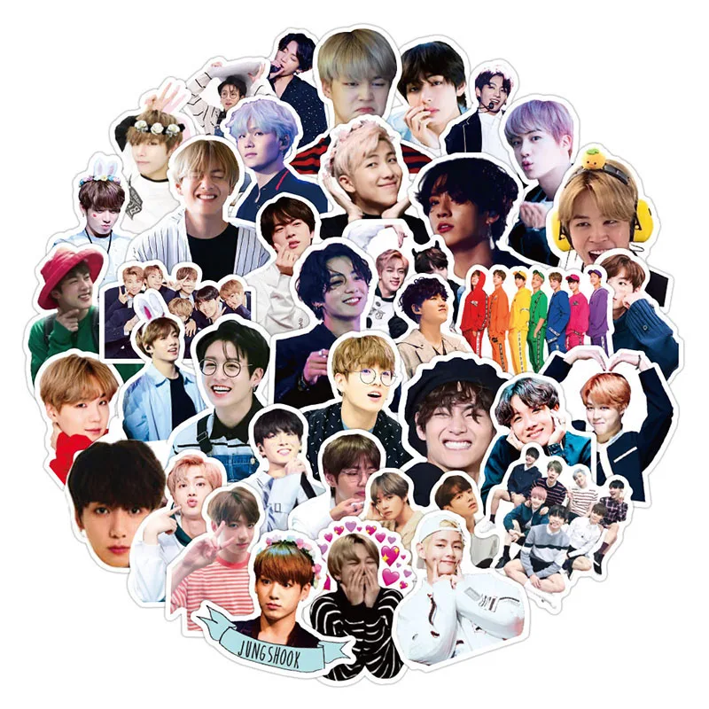 Pegatinas bonitas del grupo coreano Kpop para ordenador port&aacute;til, equipaje, Maleta de motocicleta, monopat&iacute;n, tel&eacute;fono, PVC, regalo artesanal, 10/50 Uds.-1