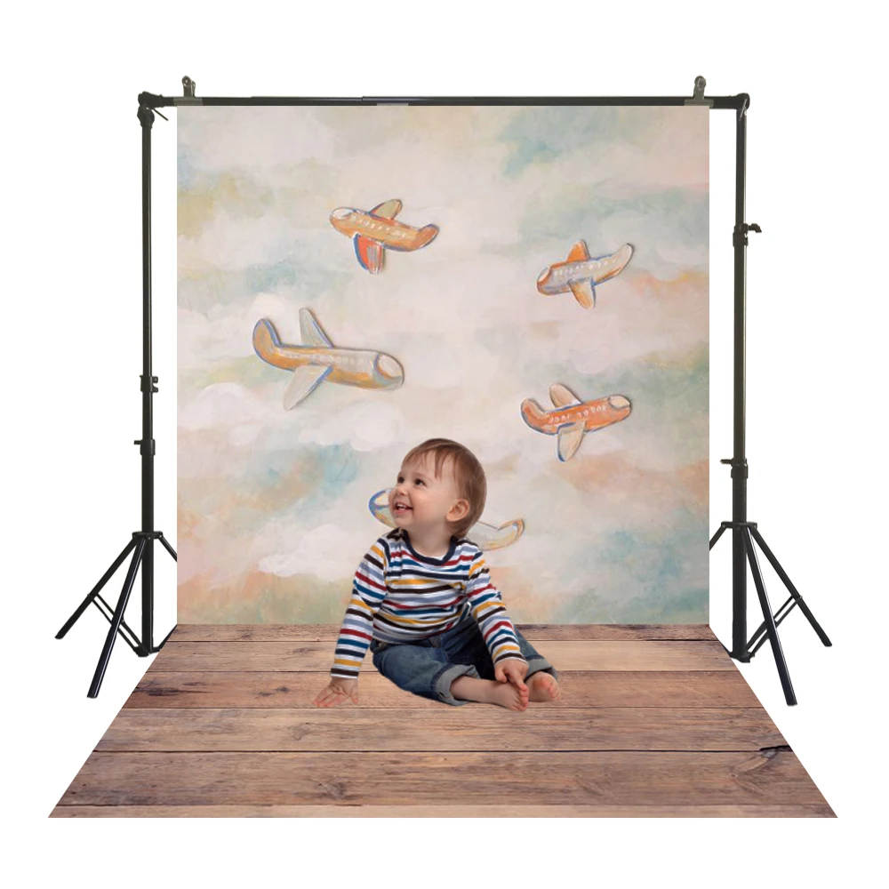 

Traditional Studio Backdrop Painting Rustic Planes Photography Polyester Cloth Back Drops Baby Child Portrait Booth Backgrounds