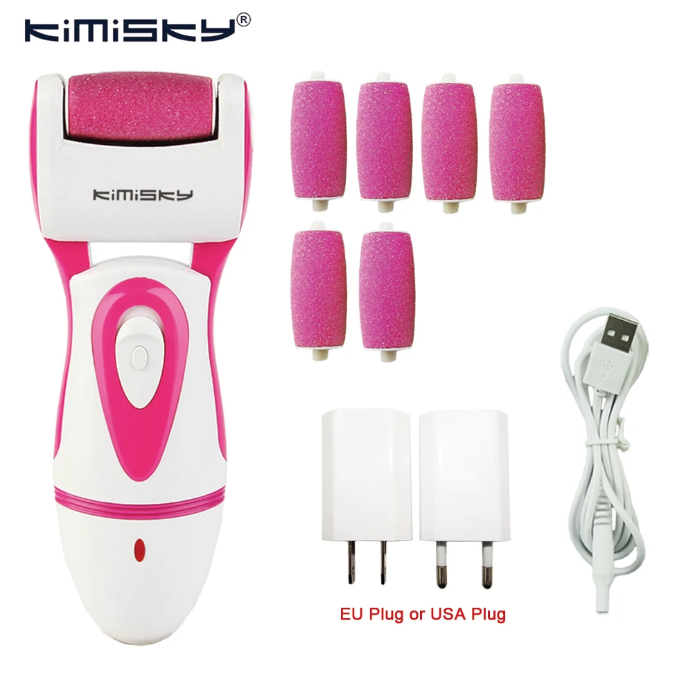 KIMISKY Red Foot Care Tool Rechargeable Electric Pedicure File Callus Remover Feet Dead Skin +5 Roller Head | Красота и здоровье