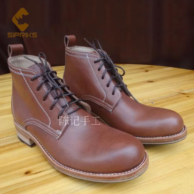 

Sipriks Mens Ankle Boots Genuine Leather British Custom Goodyear Welted Shoes Male Cowboy Booties Gentleman Footwear Gents Shoes