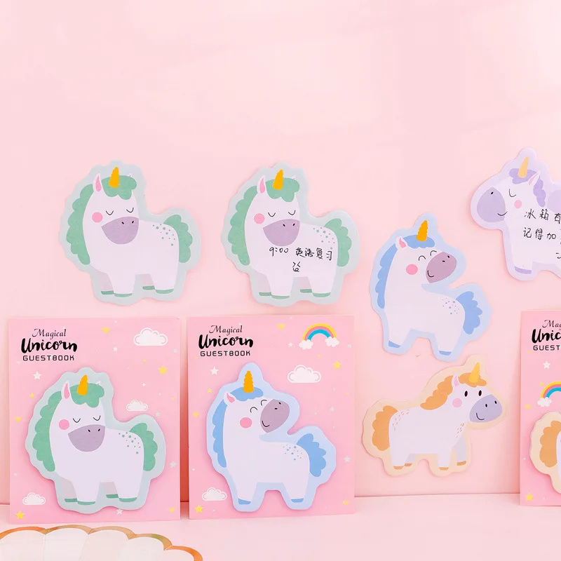 

30Page Korean Cartoon Rainbow Unicorn Pink Girl Message Sticky Note Cute Memo Pad Office School Supplies Stationery Kawaii Decor