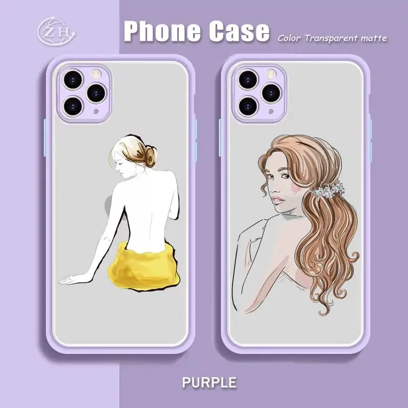 

Sexy Women Men Like Phone Case Purple Mint Matte Color For IPhone X XS Max XR 7 8 6 6S Plus 12 11 Pro Max Shockproof Clear Cover