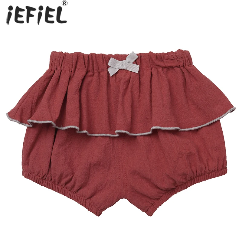 

Baby Girls Ruffle Bloomers Shorts For Newborn Toddler Kids New Summer Bowknot Diaper Cover For Baby Large PP Shorts Pants 6M-3T