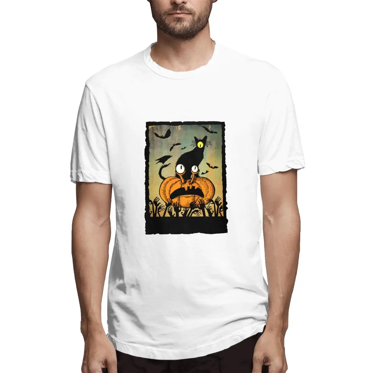 

Hungry Zombies Graphic Tee Men's Short Sleeve T-shirt Funny Tops